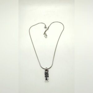 Christian Dior Silver Tone Vertical Logo Pendant Necklace Y2K Designer Signed